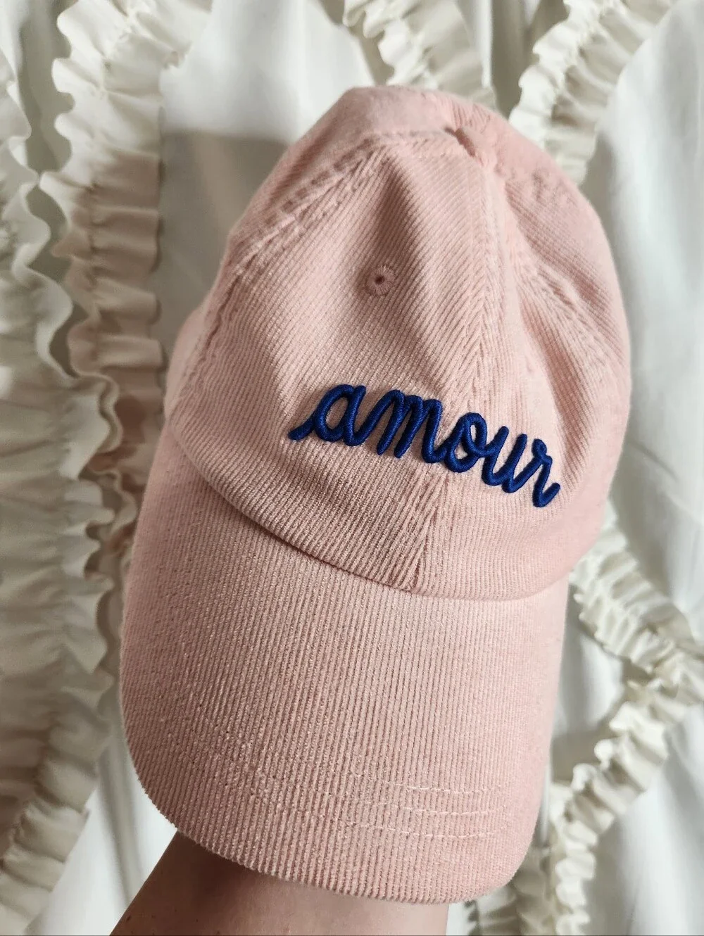 Maison Labiche Pink Amour Hat Corduroy